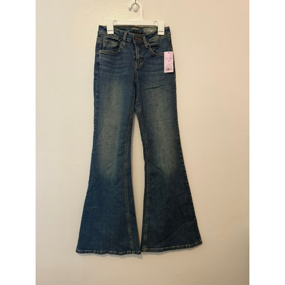 Wild Fable Women Dark Wash Mid-Rise Flare High Stretch Jeans Size 00 32 Inseam